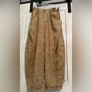 Free People Tan and Gold Corduroy Trousers